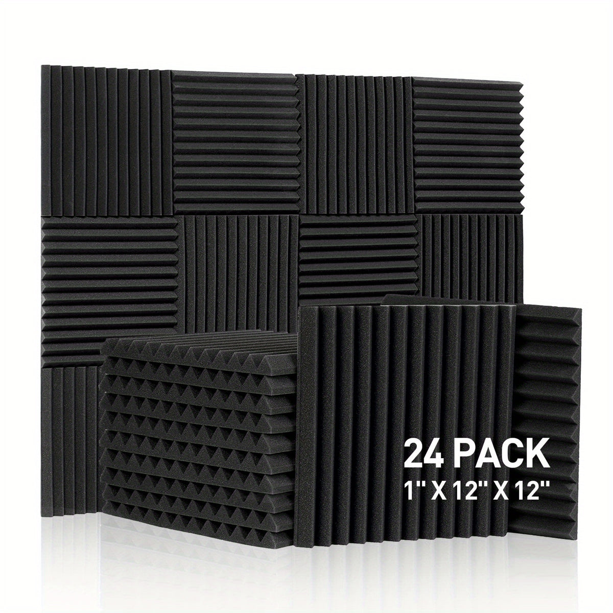 24pcs Acoustic Panels 12x12x1 High Density Foam for Echo Absorption