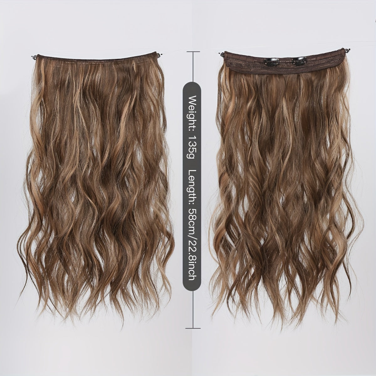 55-88 cm Water Wave Clip-In Hair Extensions with Secure Clips