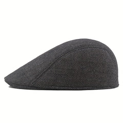 Mens Herringbone Tweed Blend Flat Cap Ivy Cabbie Driving Hat