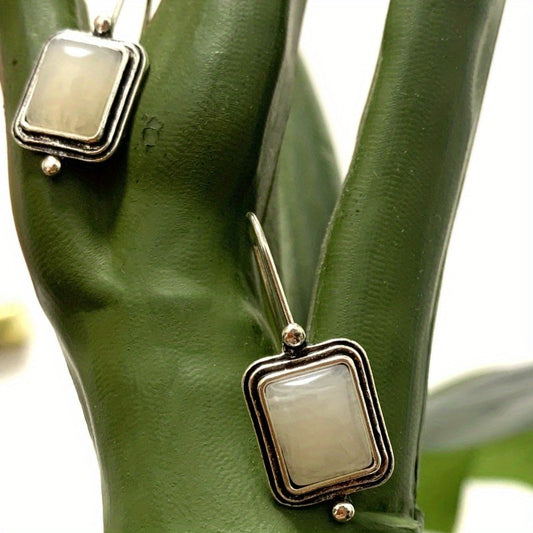 Moonstone Sapphire Drop Earrings Bridal Jewelry
