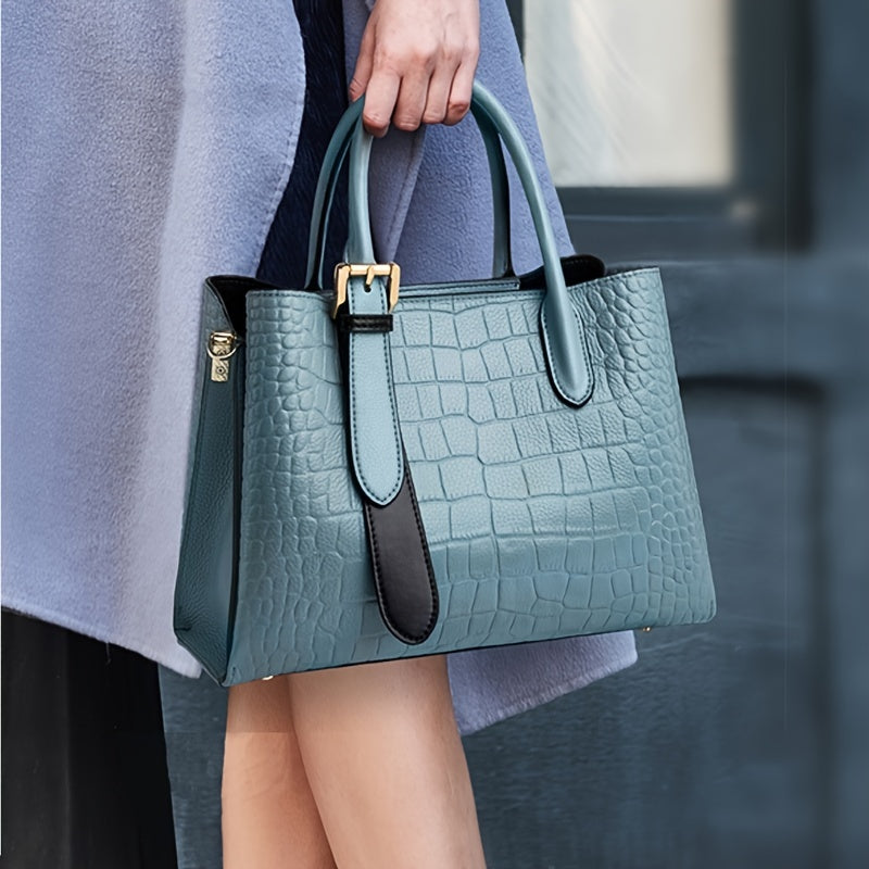 Crocodile Pattern Crossbody Bag Zipper Purse for Work