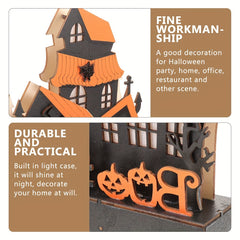 Halloween Haunted House Lights Wooden Table Decor Operated Lighting
