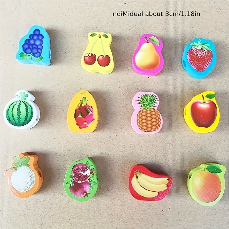 24pcs Fruit Number Animal Beaded Strings Educational Toys