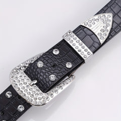 Men's Rhinestone Belt Waist Strap 44inch PU Leather