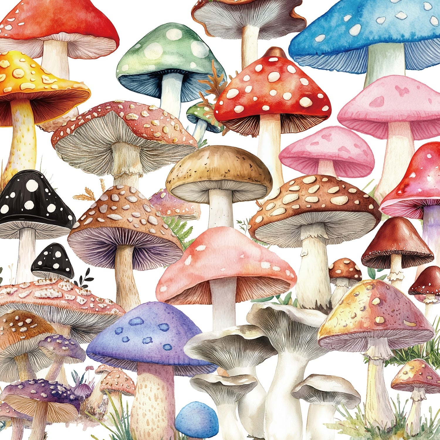 50 Colorful Mushroom Cartoon Stickers - Fun Decals for Phone