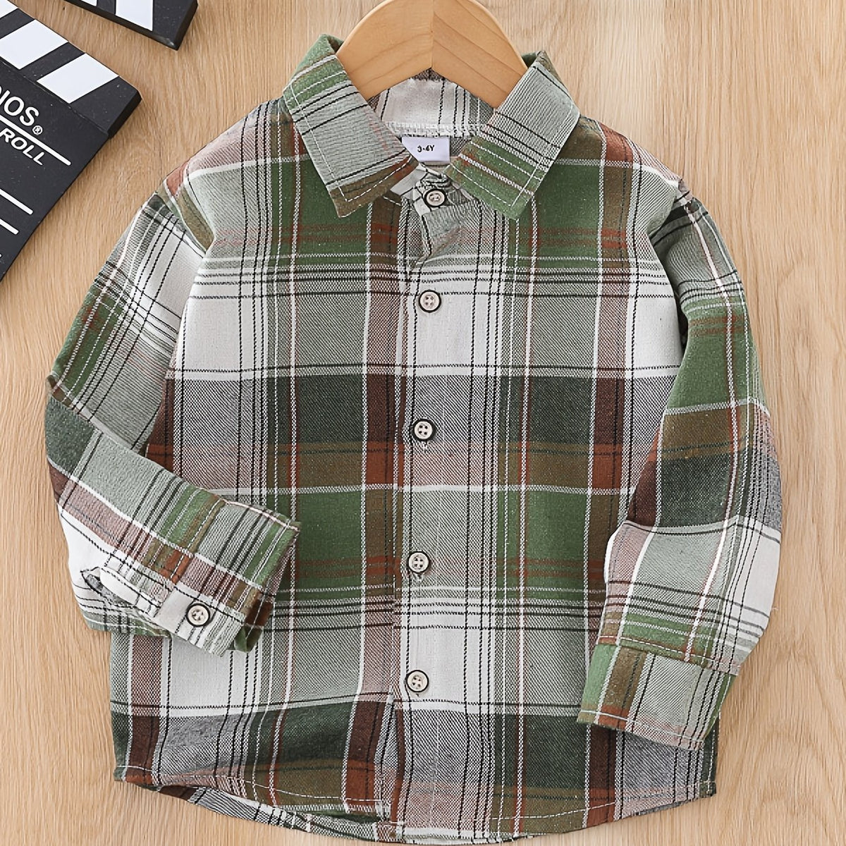 Boys Plaid Lapel Shirts Long Sleeve Button Down Tops Spring Fall Outwear