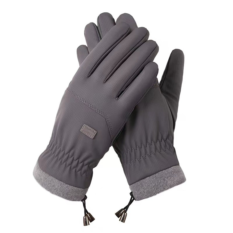Men's Plus Fleece Windproof Waterproof Gloves for Driving Riding