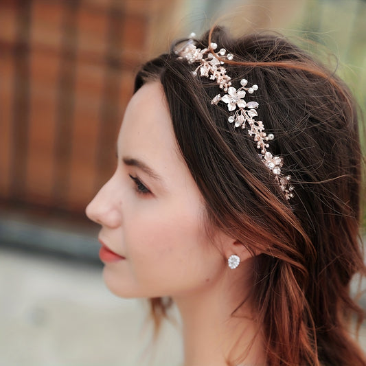 Flower Charm Rhinestone Headband Bridal Wedding Hair Accessory