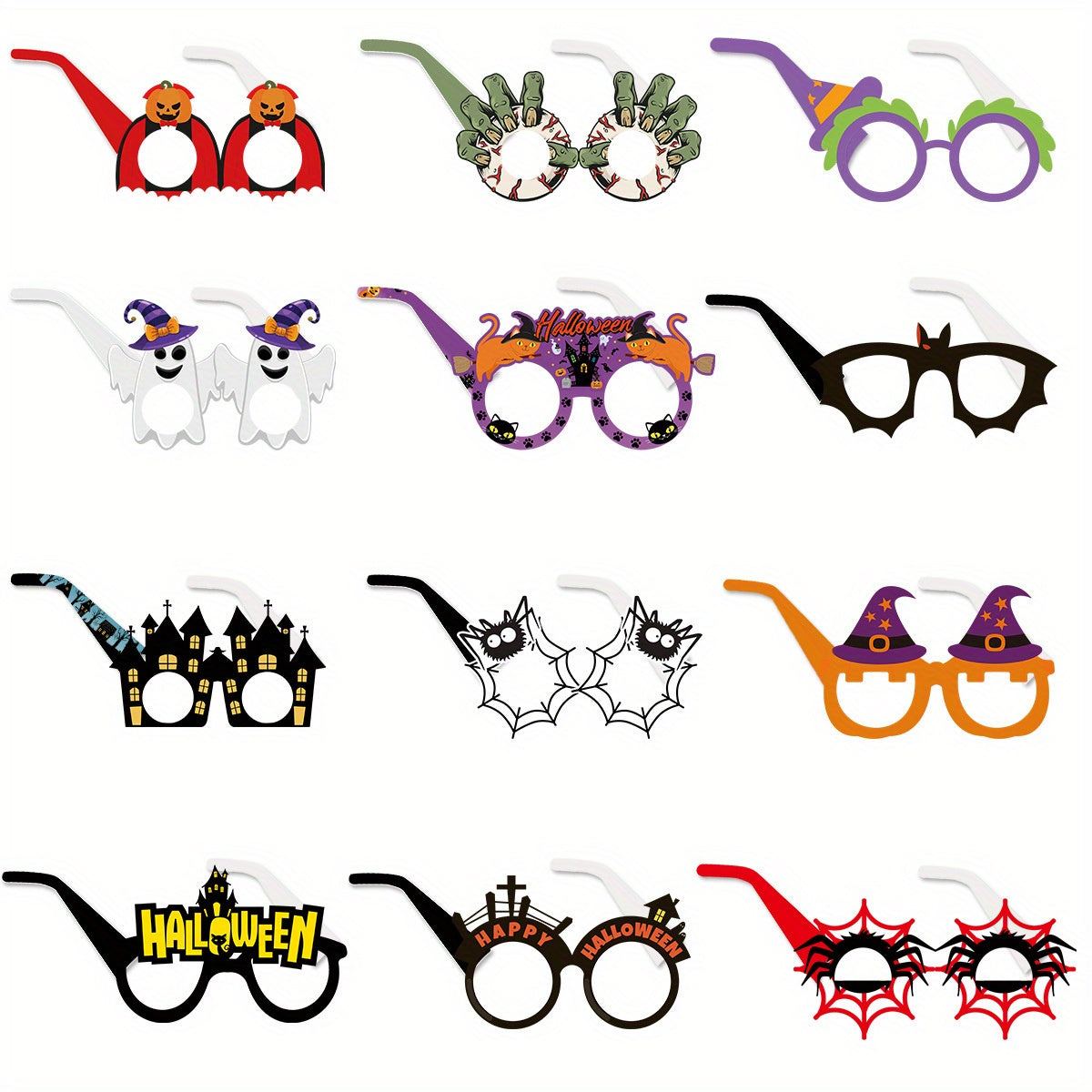 12pcs Girl's Halloween Funny Glasses Photo Props Party Decoration