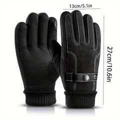 Men's Leather Touch Screen Winter Gloves - Skiing Cycling Motorcycle