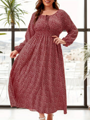  Casual Allover Print Long Sleeve Maxi Dress