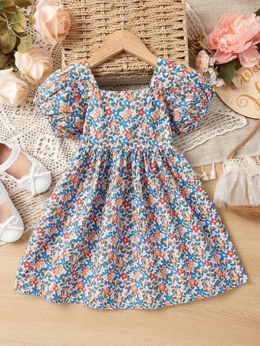 Toddler Girls Floral Princess Dress For Party Kids Summer Clothes
