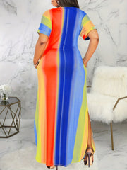  Tie Dye V-Neck Maxi Dress With Pocket Medium Stretch
