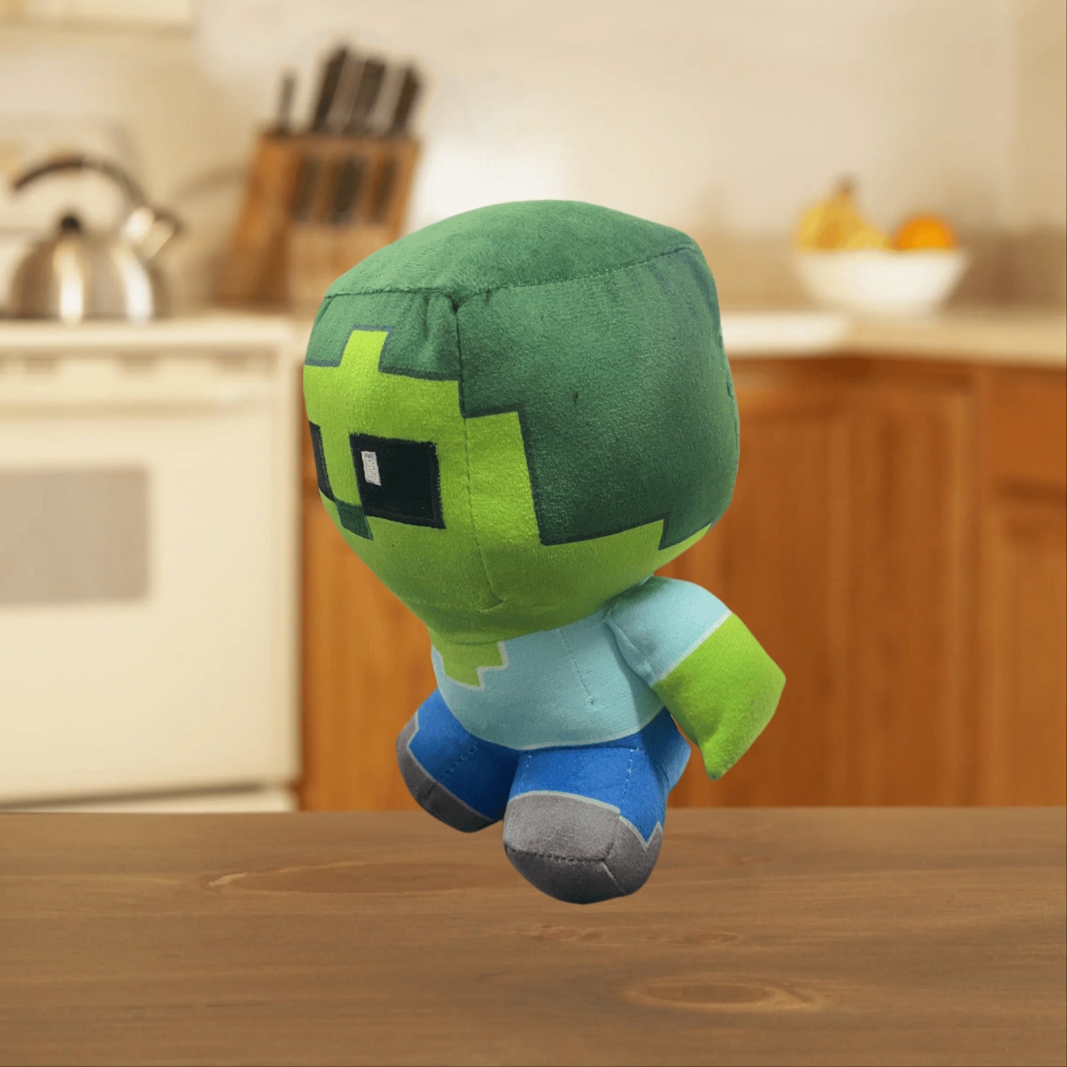 Green Pixel Plush Doll Soft Stuffed Animal Toy with Square Interactive Kids Gift
