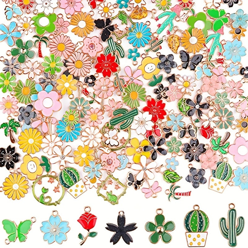 Spring Enamel Flower Charms 50g for Jewelry Making - Easter Gift