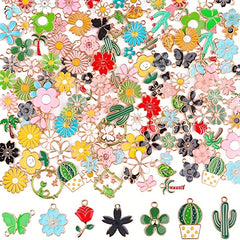 Spring Enamel Flower Charms 50g for Jewelry Making - Easter Gift