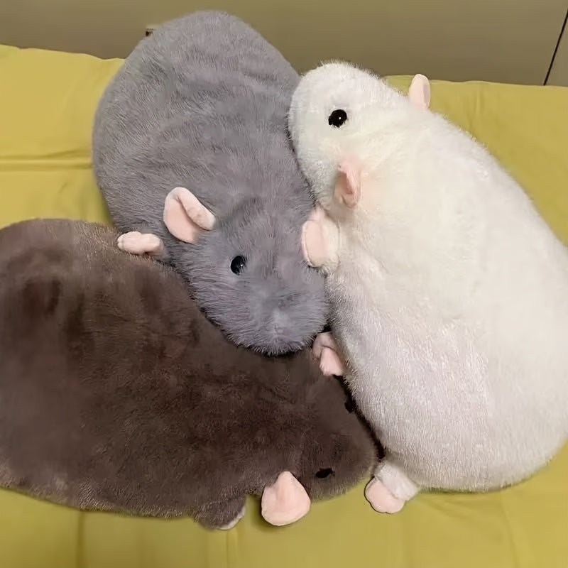 Realistic Mouse Plush Toy Gray Flower Branch Mouse Plush Adorable