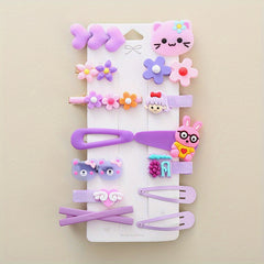 14pcs Cartoon Animal Shape Hair Clips Girls Hair Accessories Set