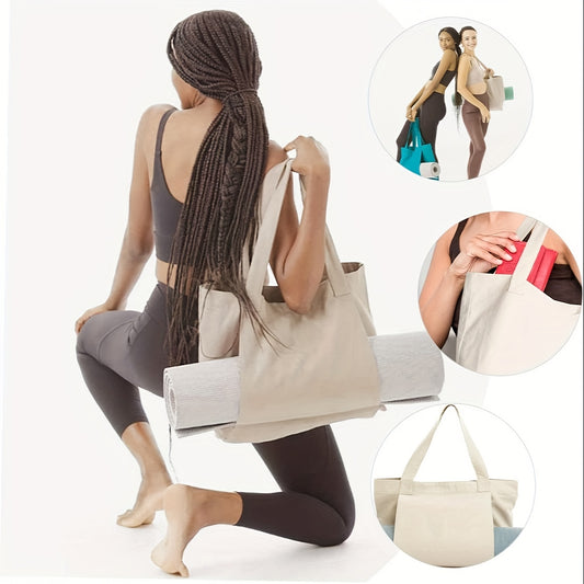 Large Capacity Yoga Mat Storage Bag Canvas Outdoor Exercise Fitness Suit Bag