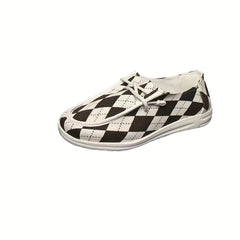 Women's Lightweight Flat Canvas Shoes Lace Up Casual Walking Shoes