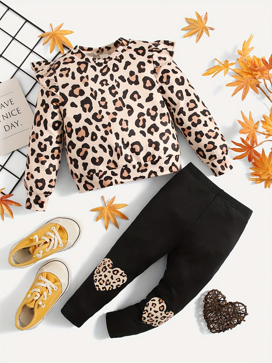 Toddler Baby Girl Leopard Sweatshirt and Pant Set
