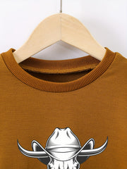 Cowboy Pattern Boys Sweatshirt Long Sleeve Pullover For Kids