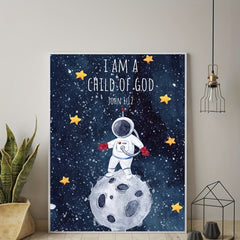 Outer Space Art Canvas Print for Kids Room Wall Decor