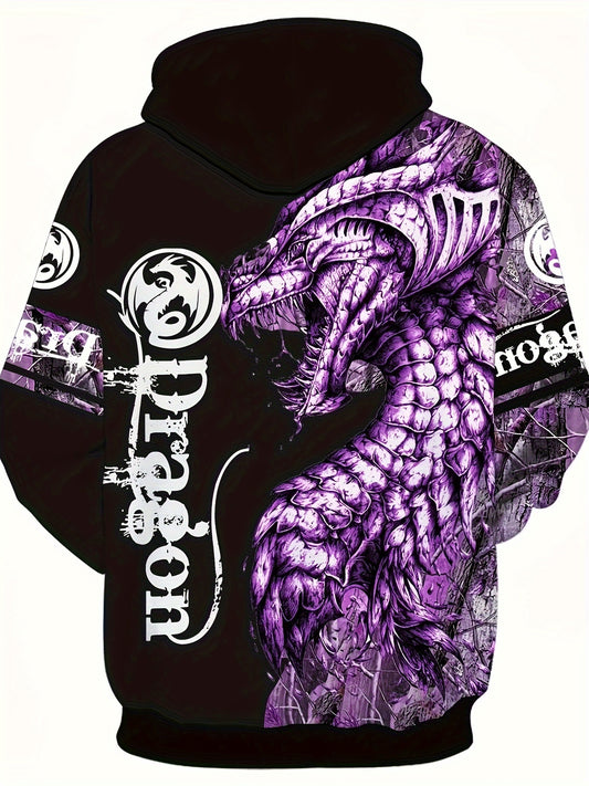 Daragon 3D Print Men's Zipper Hooded Jacket Casual