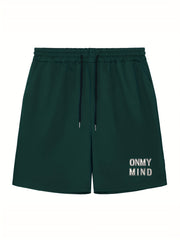 Men's Letter Print Drawstring Shorts Breathable Moisture Wicking