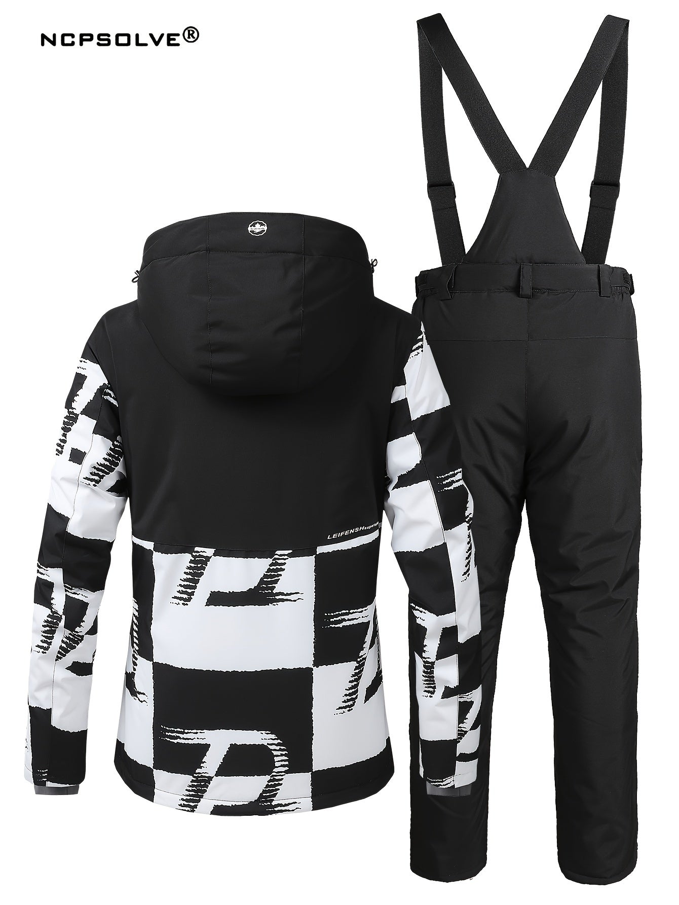 2Pcs Ski Set Full Zip Long Sleeve Jacket & Windproof Trouser Ski Suit