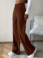  Women's Corduroy High Rise Wide Leg Trousers