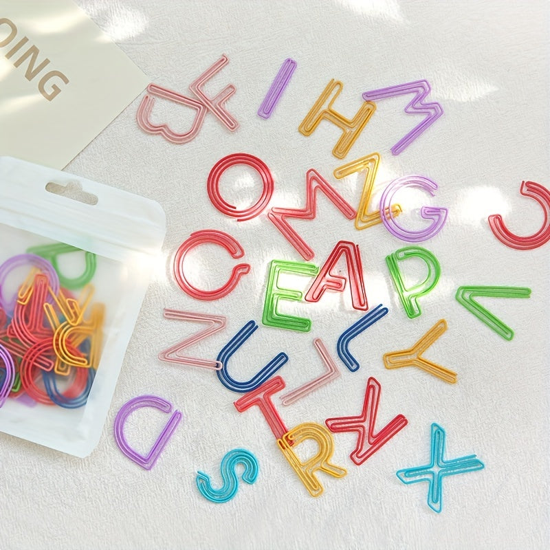 26pcs Alphabets Shaped Paper Clip for Desk Organizers