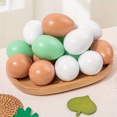 Wooden Simulated Three Eggs Solid Wood Duck Egg Hand Painted Graffiti Easter Egg