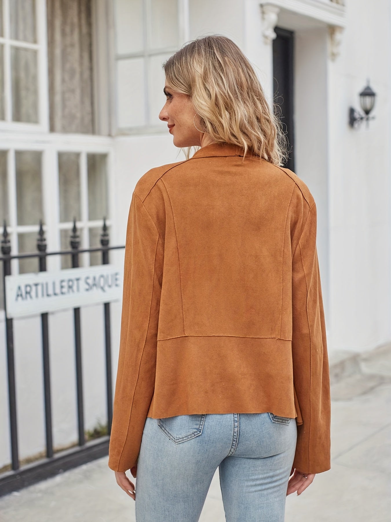 Waterfall Collar Jacket Open Front Long Sleeve