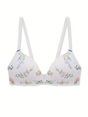 Floral Print Wireless Bra Comfy & Breathable Intimates