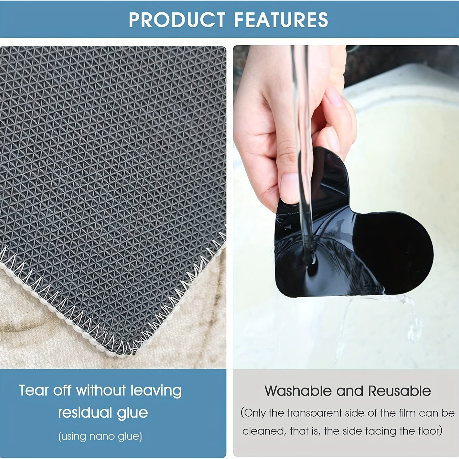 8pcs Non Slip Rug Gripper Pads for Hardwood Floors, Ceramic Tile, Area Carpets