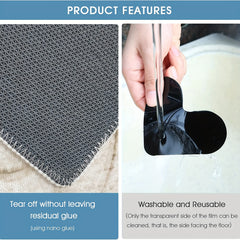 8pcs Non Slip Rug Gripper Pads for Hardwood Floors, Ceramic Tile, Area Carpets