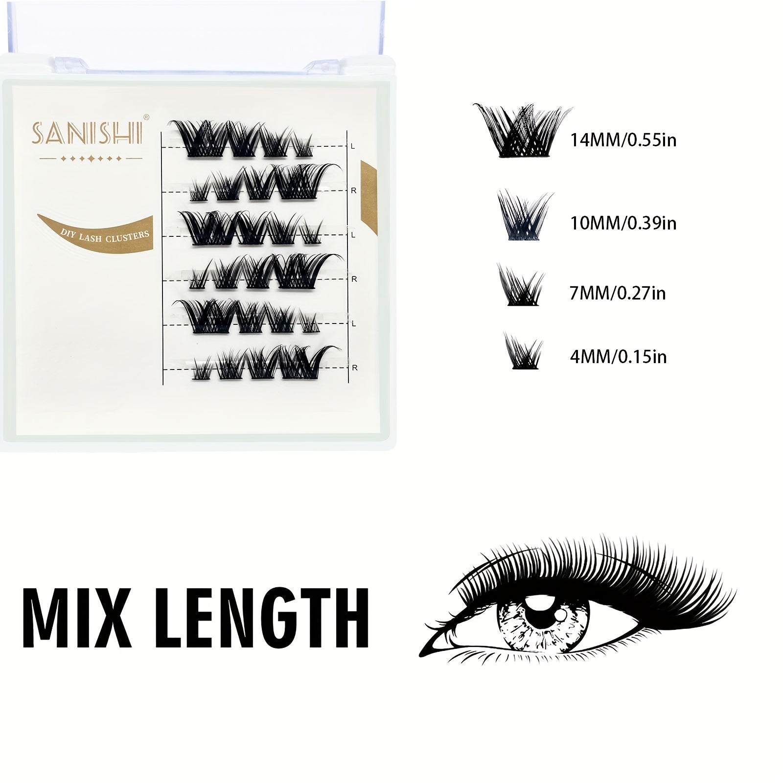 DIY 5-14mm Eyelash Clusters Reusable Faux Mink Cat Eye False Eyelashes