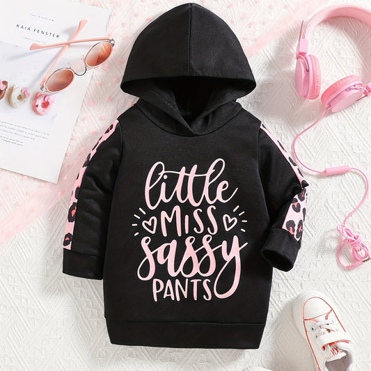 Baby Girls Hooded Dress Letter Print Casual Hoodie Long Sleeve Dress