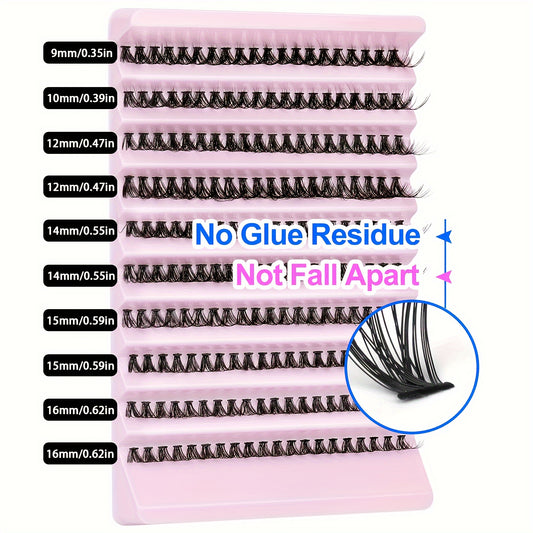 200 Pcs Natural Look Eyelash Extension 9-16mm D Curl Fluffy Fa
