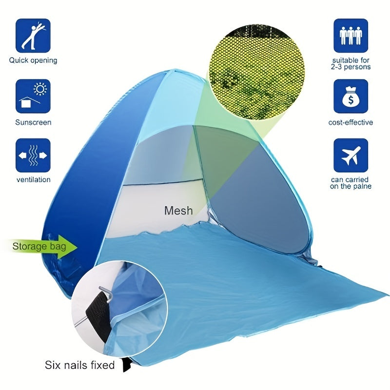 Portable Quick Opening Beach Tent Sunshade Anti UV Protection Seaside Tent