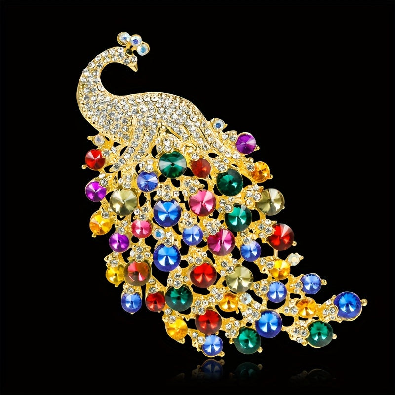 Glamour Zircon Peacock Brooch Pin Multicolor Women Party Wedding