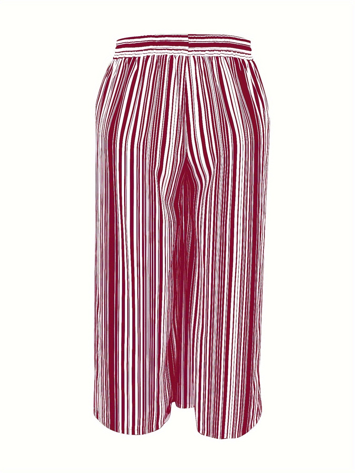  Stripe Print Wide Leg Drawstring Pants
