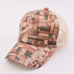 Sequin Plaid Y2K Trucker Hat Mesh Baseball Cap Unisex Hip Hop Dad Hats