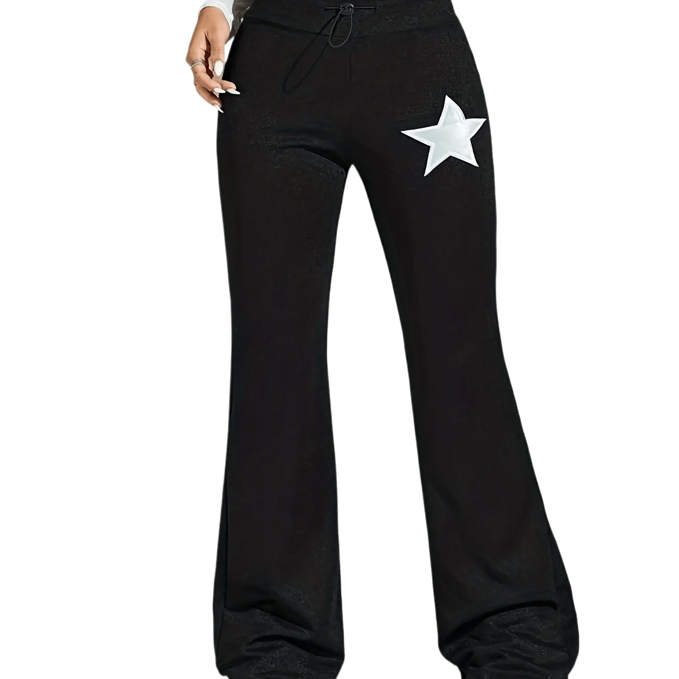  Star Print Skinny Flared Pants