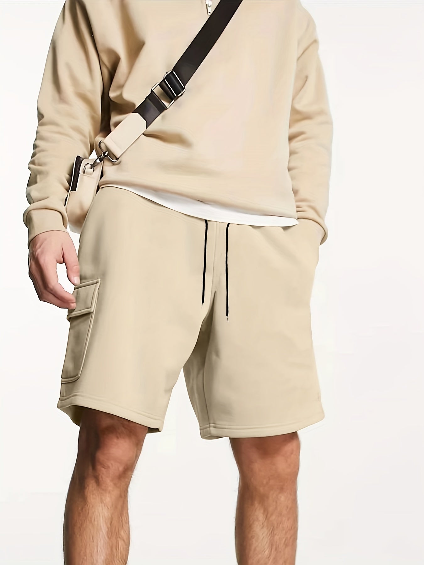 Men's Cargo Short Pants Drawstring Flap Pocket Loose Shorts