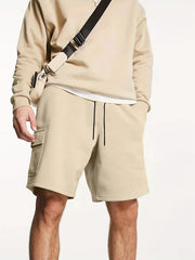 Men's Cargo Short Pants Drawstring Flap Pocket Loose Shorts