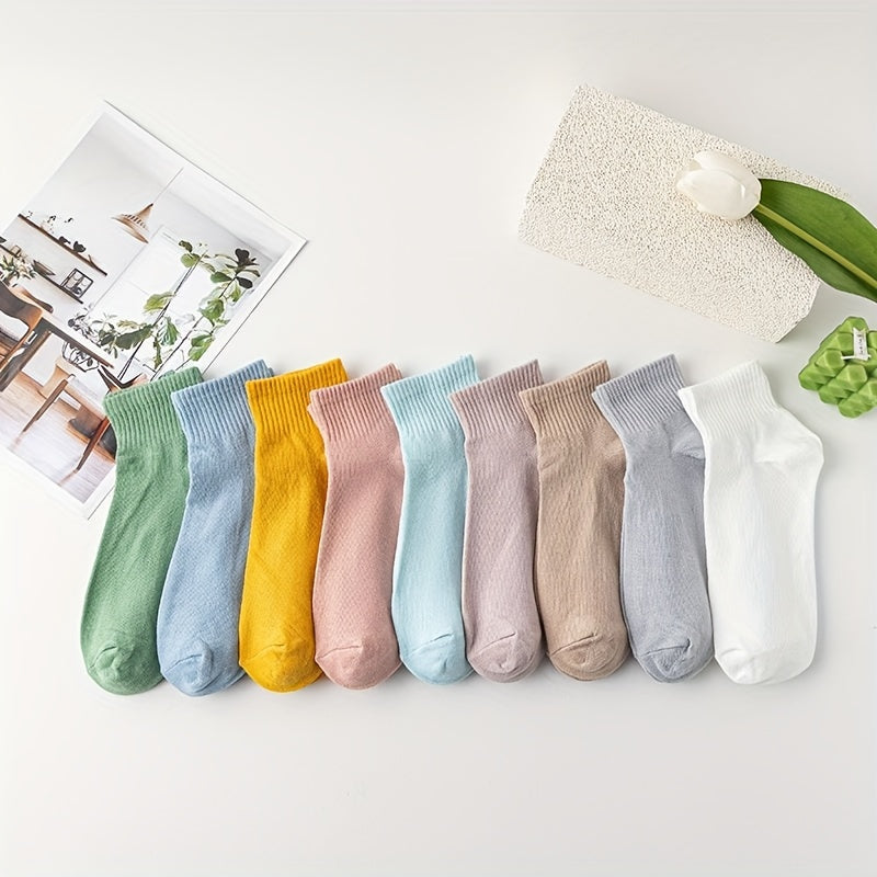 9 Pairs Comfy Breathable Short Socks Women's Stockings Hosiery