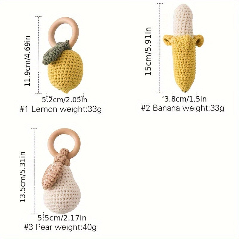 Fruit Crochet Rattle Bell Toy for Babies