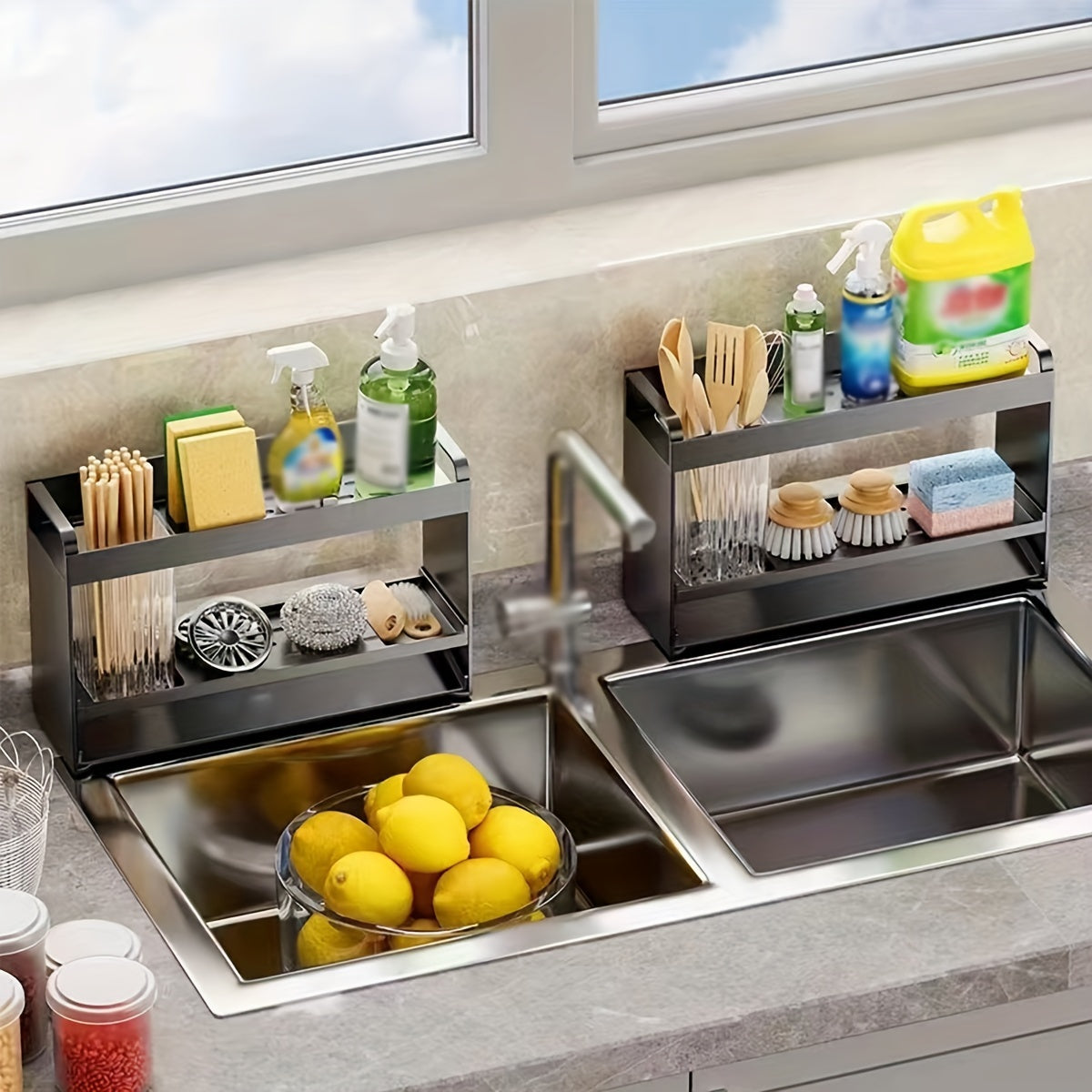 Sink Drain Rack Sponge Cloth Dishwashing Liquid Storage Kitchen Rack